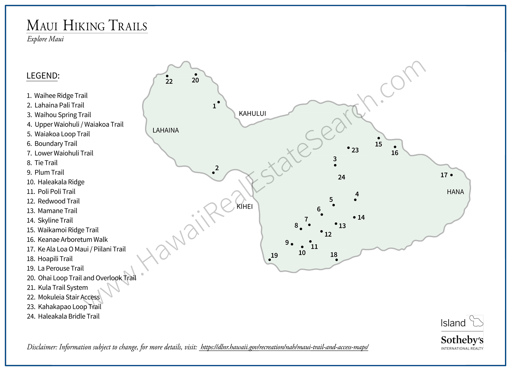 Maui Hiking Map